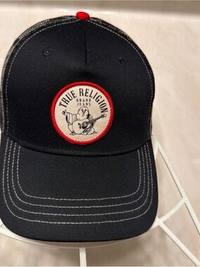 True Religion Black Hat with Red Trim